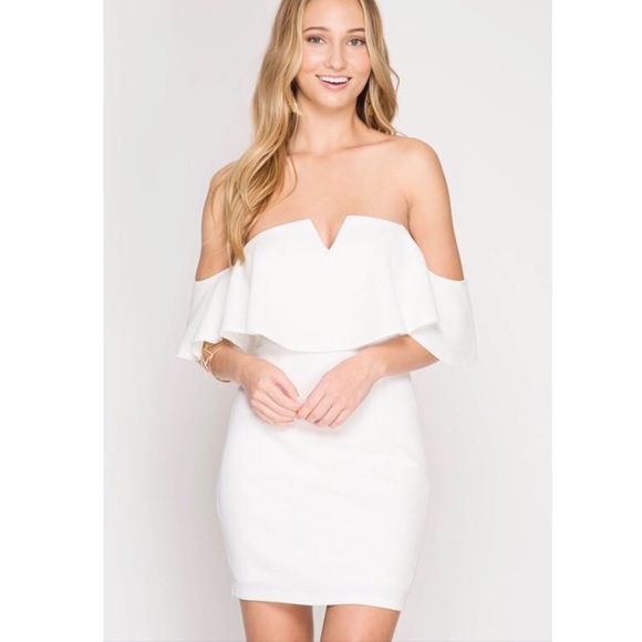 ❗️CLOSING SALE❗️ Textured Off Shoulder Mini Dress - Picture 2 of 3